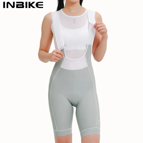 INBIKE, nuevos pantalones cortos con pechera de ciclismo profesional para mujer, pantalones cortos de verano de cintura alta para bicicleta, pantalones cortos para bicicleta, ropa de ciclismo MTB que absorbe los golpes