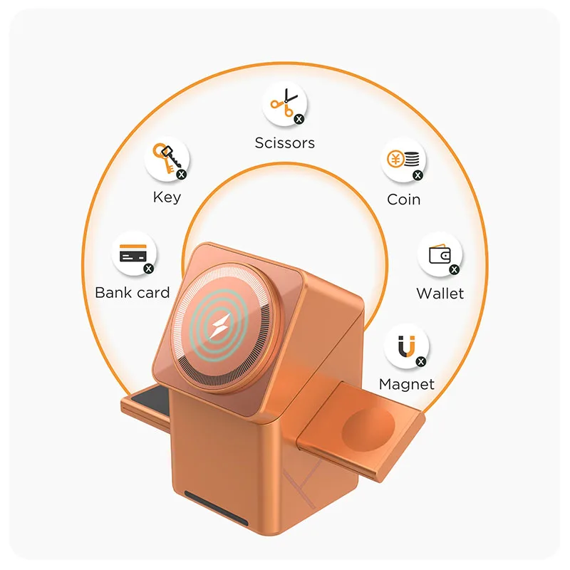 2025 Desktop Portable  Qi2 Phone Wireless Fast Charging Stand Magnetic Foldable 3 in 1 Cube Wireless Charger Dock view 4