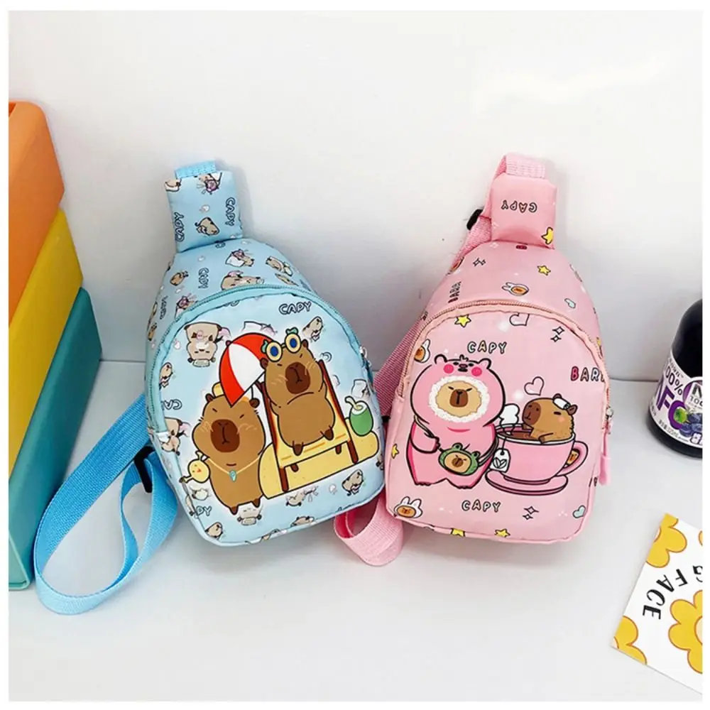 Cute Capybara Shoulder Bag Cartoon Animal Lightweight Chest Bag Nylon Coin Purse For