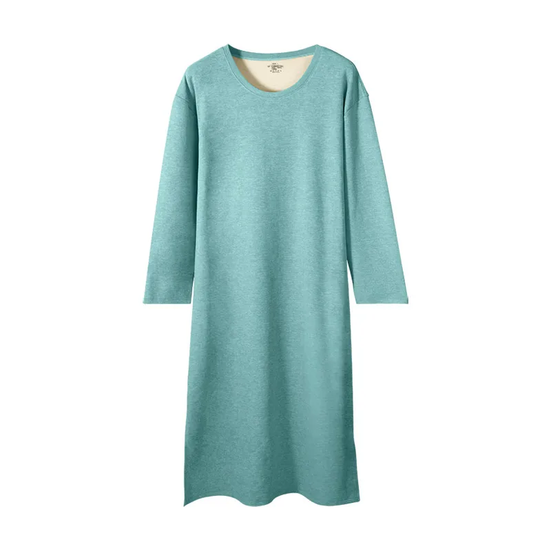 

Men's Autumn and Winter Long-Sleeved One-Piece Nightgown, Knee-Length Bathrobe, Long Nightgown, All-In-One Home Wear, Wool and Silk Pajamas