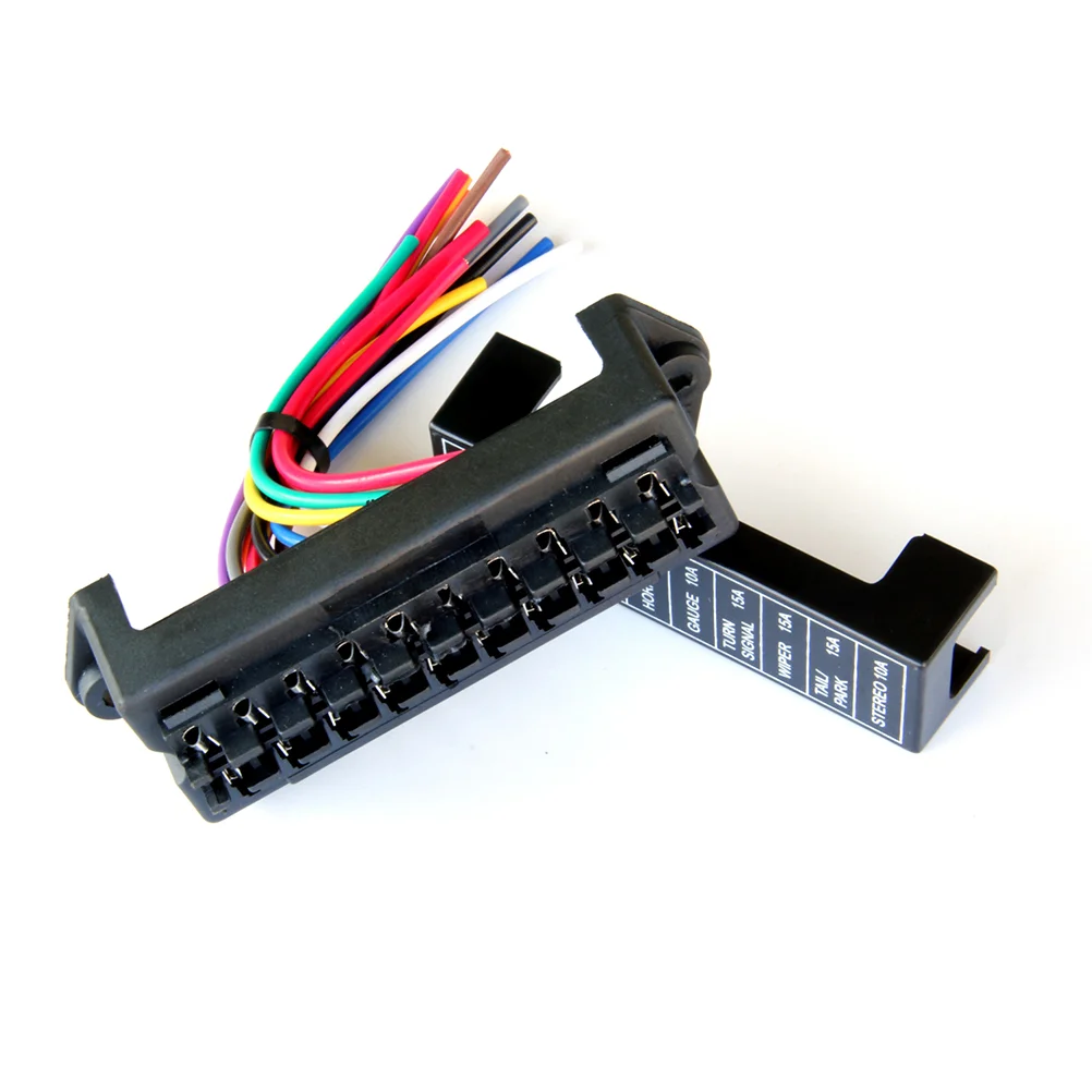 10-Way 2-Input Fuse Holder Standard Circuit Fuse Board with 15cm Wire For Car Boat Marine Truck (Fuse Not Included)