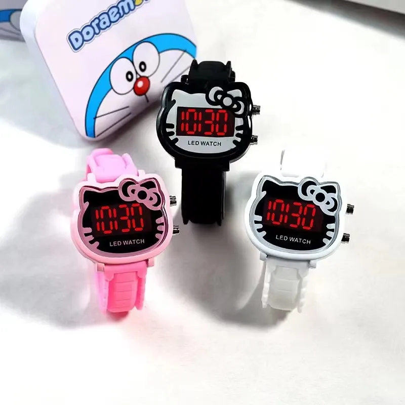 New Cute Kids Watch LED Cat Cartoon Watches Dial Wrist Watch Girls Silica Gel Clocks Practical Toy For Girls Gift