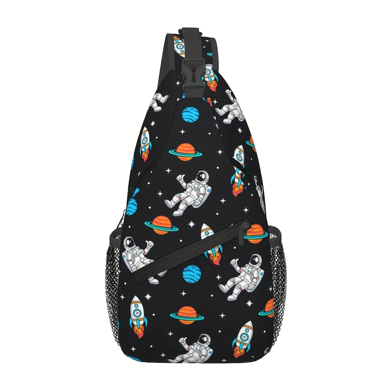 

1pc Men's Space Explorer Sling Bag Adjustable Large Capacity Crossbody with Galaxy Astronaut Print Durable Polyester for Outdoor