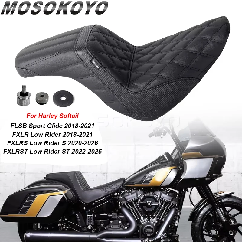 Driver & Passenger 2-Up Seat Driver Rider Passenger Seats For Harley Softail FLSB FXLR FXLRS FXLRST 18-26 Motorcycle Accessories