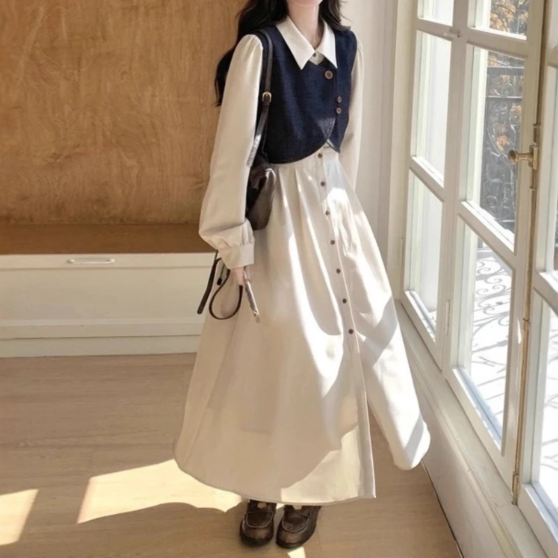 

Temperament Wear Denim Vest Dress Set Women's 2025 Autumn New Shirt Skirt Two-piece Set