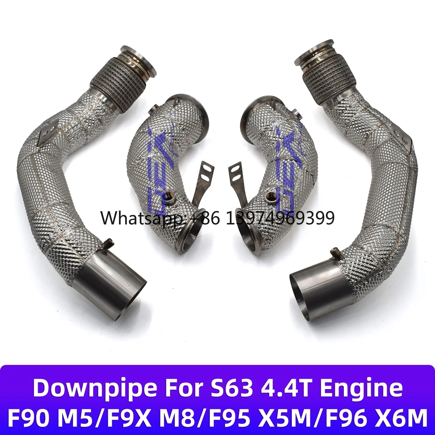 For DEX Downpipe for F90 M5/F9X M8/F95 X5M/F96 X6M S63 4.4T V8 Engine SS304 With Heat Shield High Performance Exhaust Down Pipe