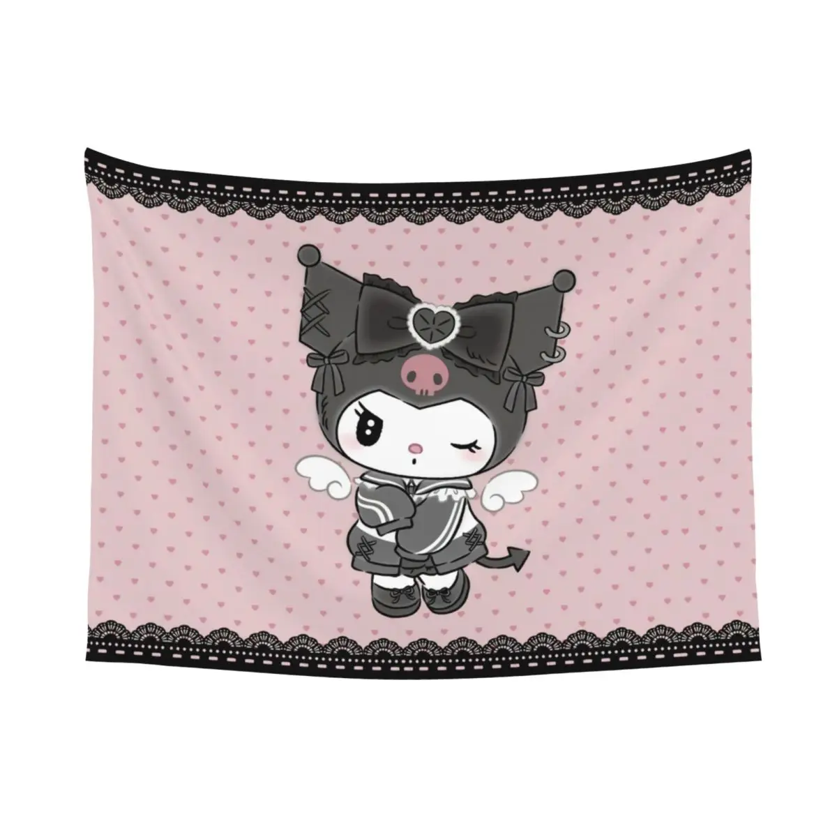 Custom Melody Kuromi Cartoon Anime Hippie Tapestry for Bedroom Decoration Tapestries Home Decor