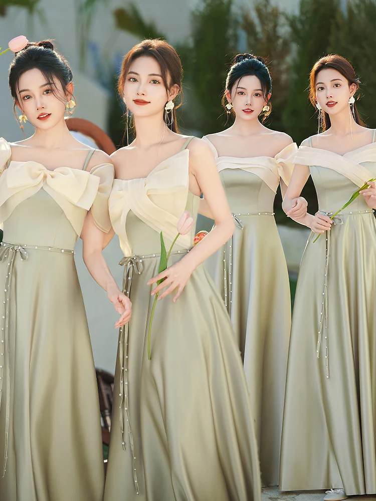 

Ele Satin Gown Sister up Dr Beautiful Maidsmaid Outfit aduation Ceremony Ele een Color for Wedding And Par