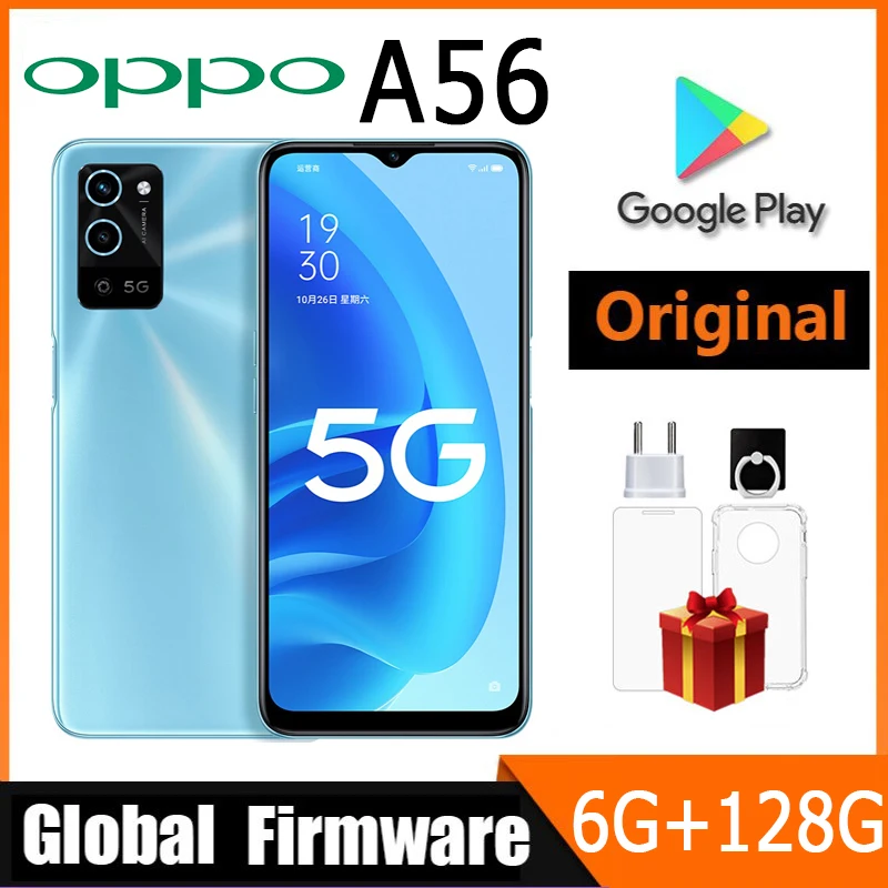 OPPO A56 5G Telefon komórkowy Globalne oprogramowanie sprzętowe 6 GB RAM 128 GB ROM Android CPU Wymiar 700 6,52 cala Ekran 5000 mAh Ładowanie Octa-Core