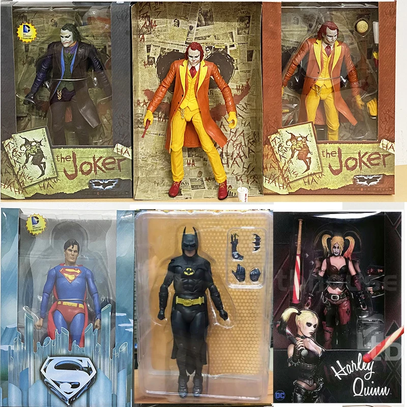 Neca-figuras de acción de superhéroes, juguetes de modelos de máscara de TV de película, Joker, Harley Quinn, Batman, Superman, Figura de Bruce Wayne, 1989