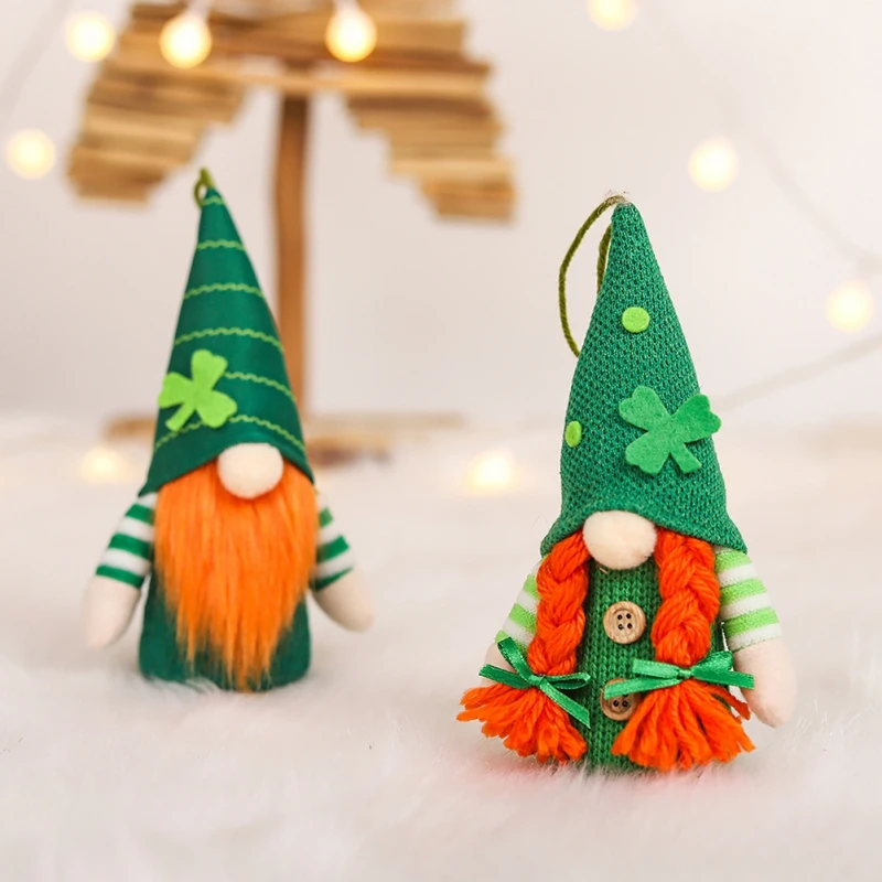 Plush Gnome St Patricks Day Decorations Led light Glowing Faceless Doll Hanging Ornament Irish Day Party Decor Irish Kids Gift