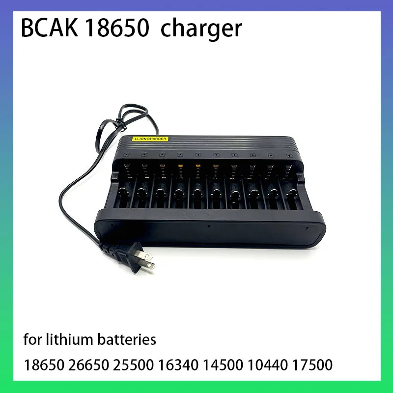 18650 Lithium Battery Charger Strong Light Flashlight for 26650 25500 16340 14500 10440 17500 10 Slots Full Automatic Stop