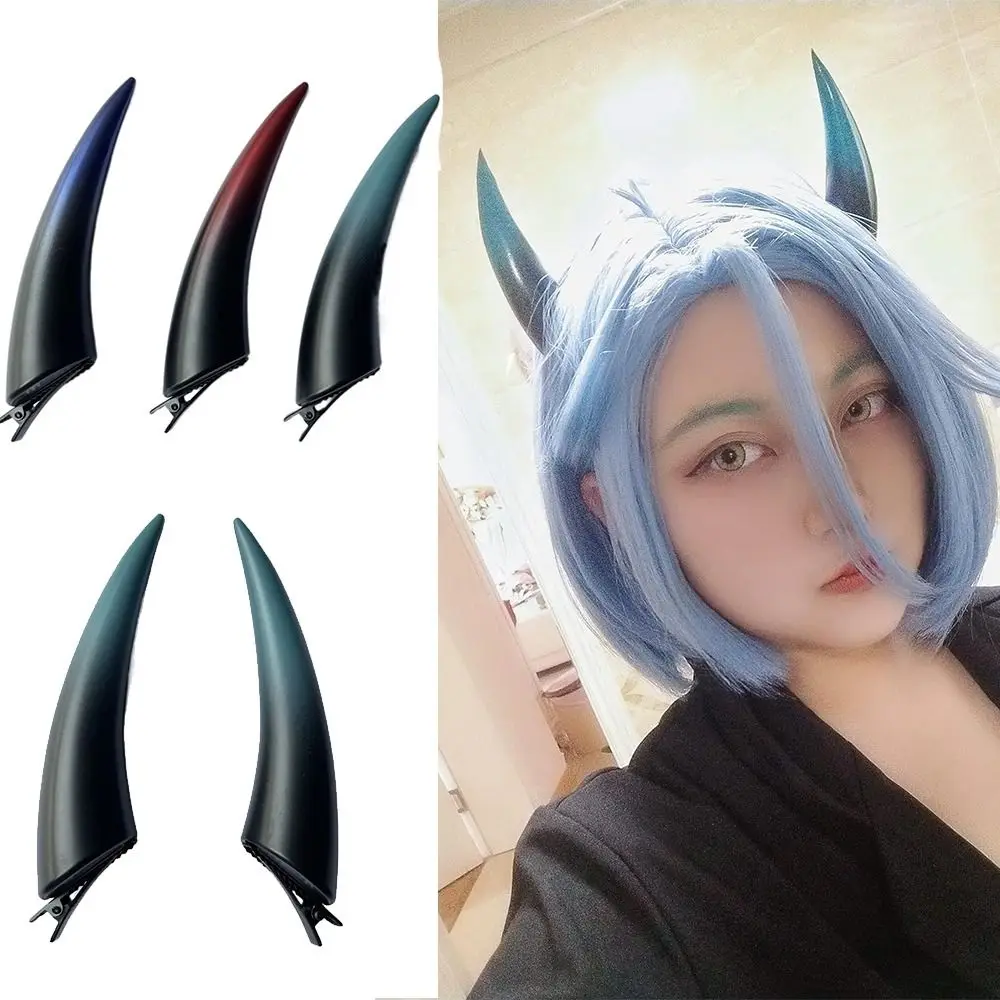 Akcesoria do kostiumów Cosplay Róg diabła Spinki do włosów Nakrycia głowy Zaopatrzenie firm Gotyckie diabelskie rogi Duch Spinka do włosów Świecąca — zdjęcie 6