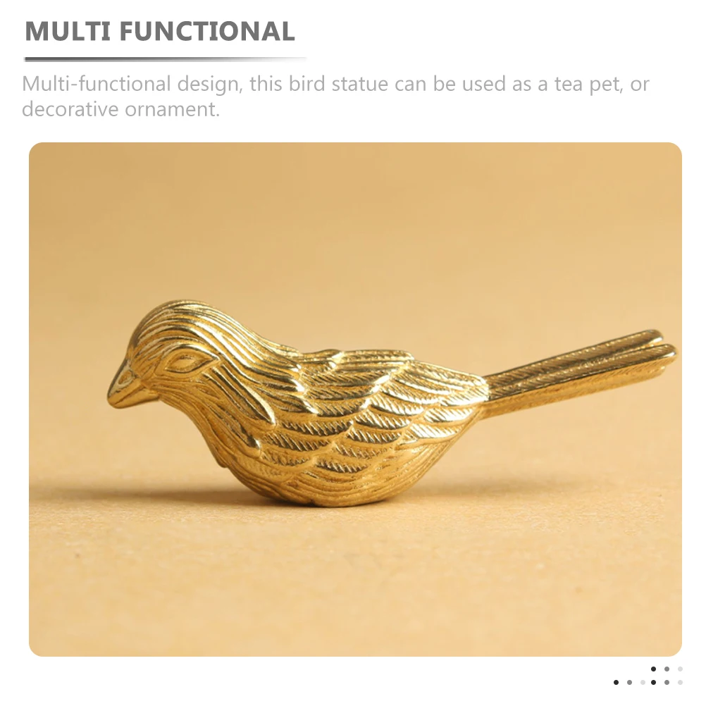 

Brass Magpie Ornament Bird Sculpture Desktop Decor Yellow Decorations Solid Craft Living Room Entrance Tea Pet Durability