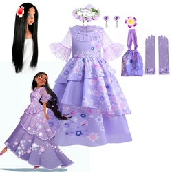 Disney Encanto Isabela Costume Dress For Kids Girl Flare Sleeve Princess Dress Disfraz Isabela De Encanto Ruffles Birthday Party