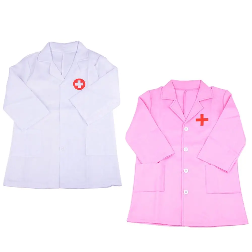 1 Juego de ropa de juguete para niños, color blanco y rosa, casa de juego, juego profesional, ropa de médico, disfraz de actuación, juego de rol, ropa de enfermera