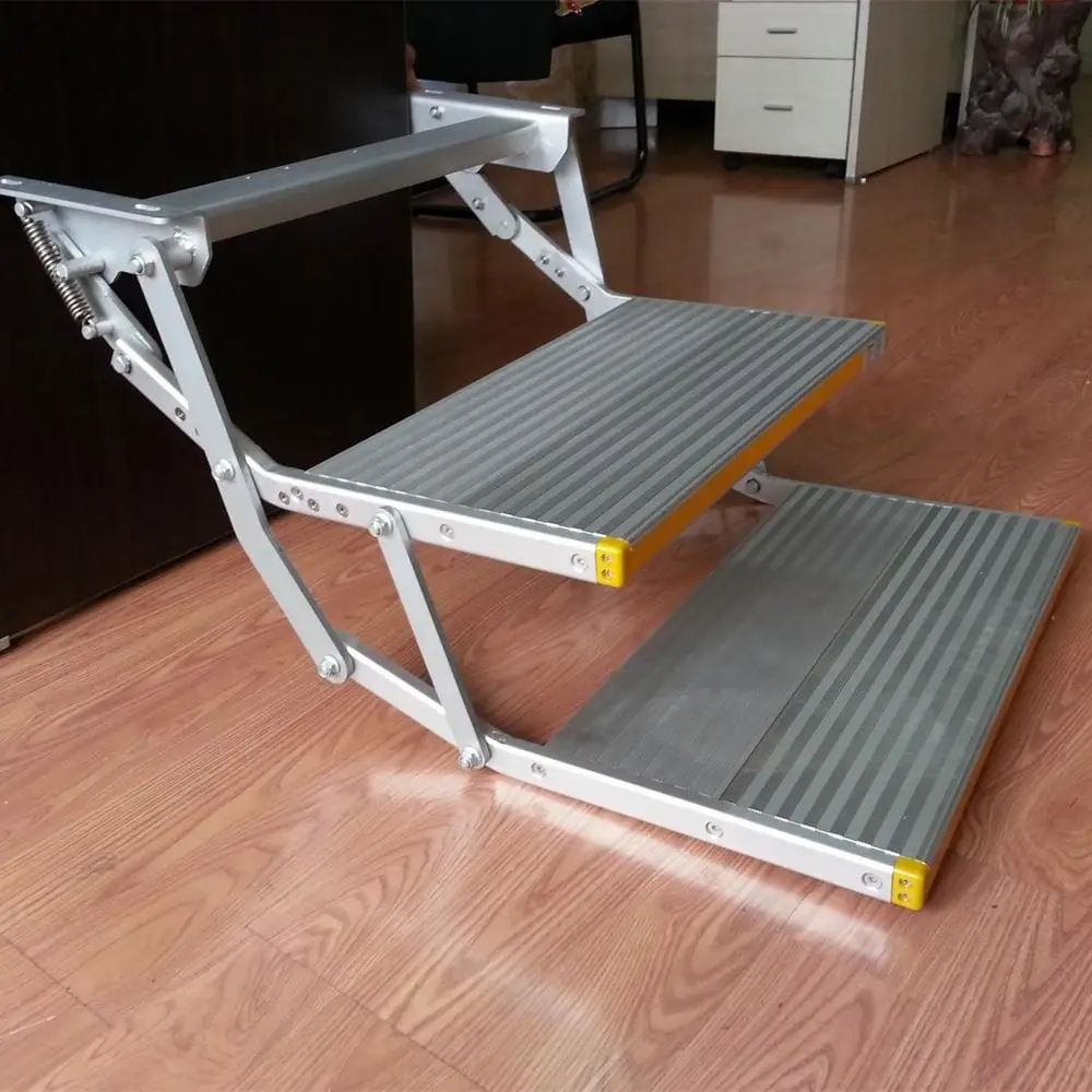 Manual Folding RV Step Aluminum Alloy Camper Motorhome Van Caravan Trailer Truck Steps For Camping Car Load Capacity 200kg