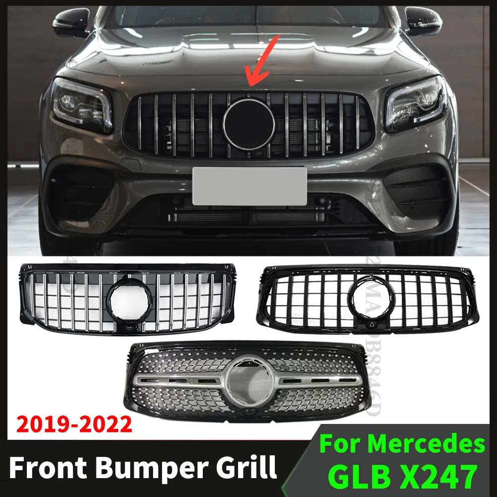 

GT Diamond Front Grill Bumper Inlet Grille Hood Mesh For Mercedes Benz GLB X247 W247 2019 2020 2021 2022 220 250 AMG Line Tuning