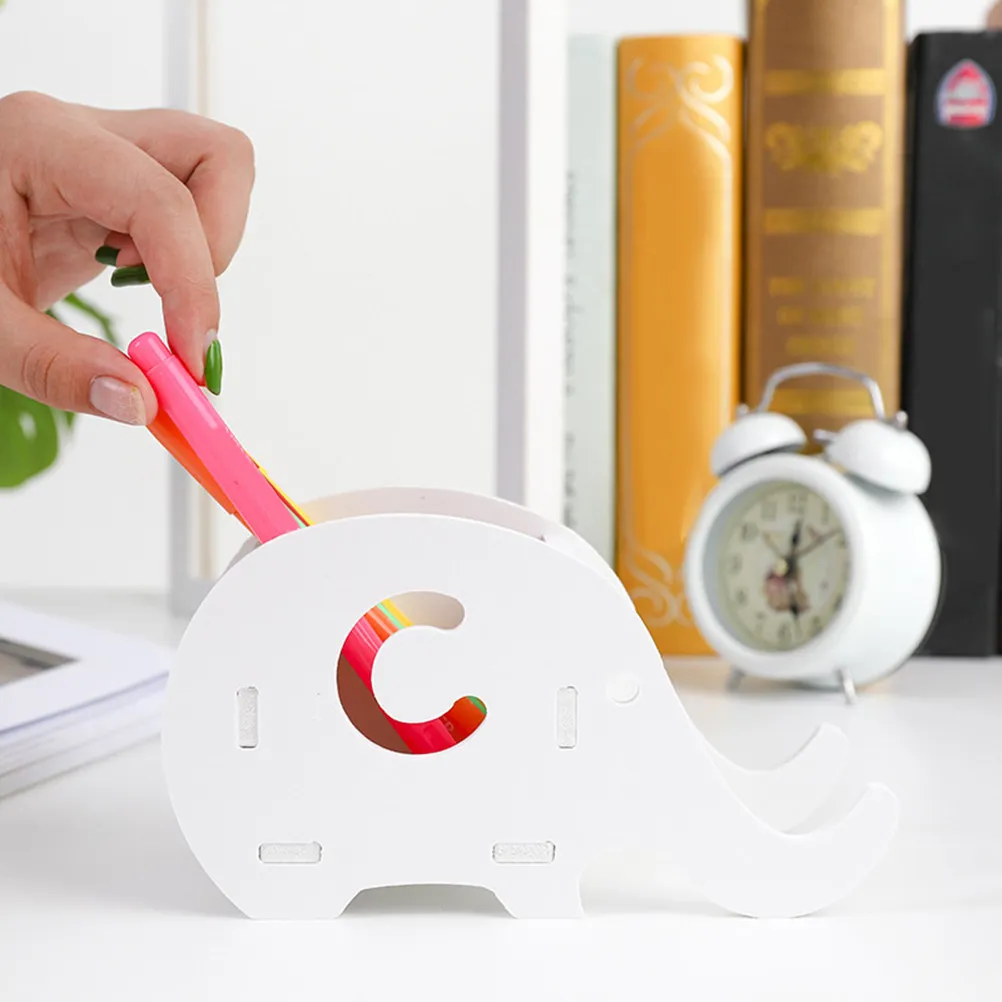 

Elephant Pencil Holder Phone Stand Desktop Organizer Wood Pen Container Mobile Holder Desktop Storage Pot Small Foldable Phone