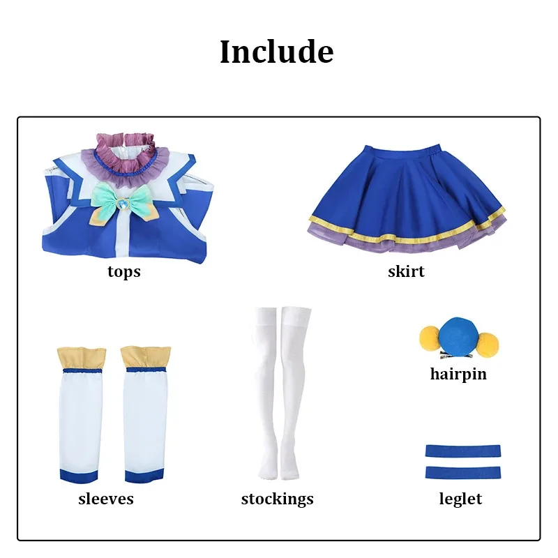 Aqua Cosplay Konosuba La Benedizione di Dio su Questo Meraviglioso Mondo Costume Parrucca Donne Anime Comic Halloween Party Giochi di ruolo Outfitsf