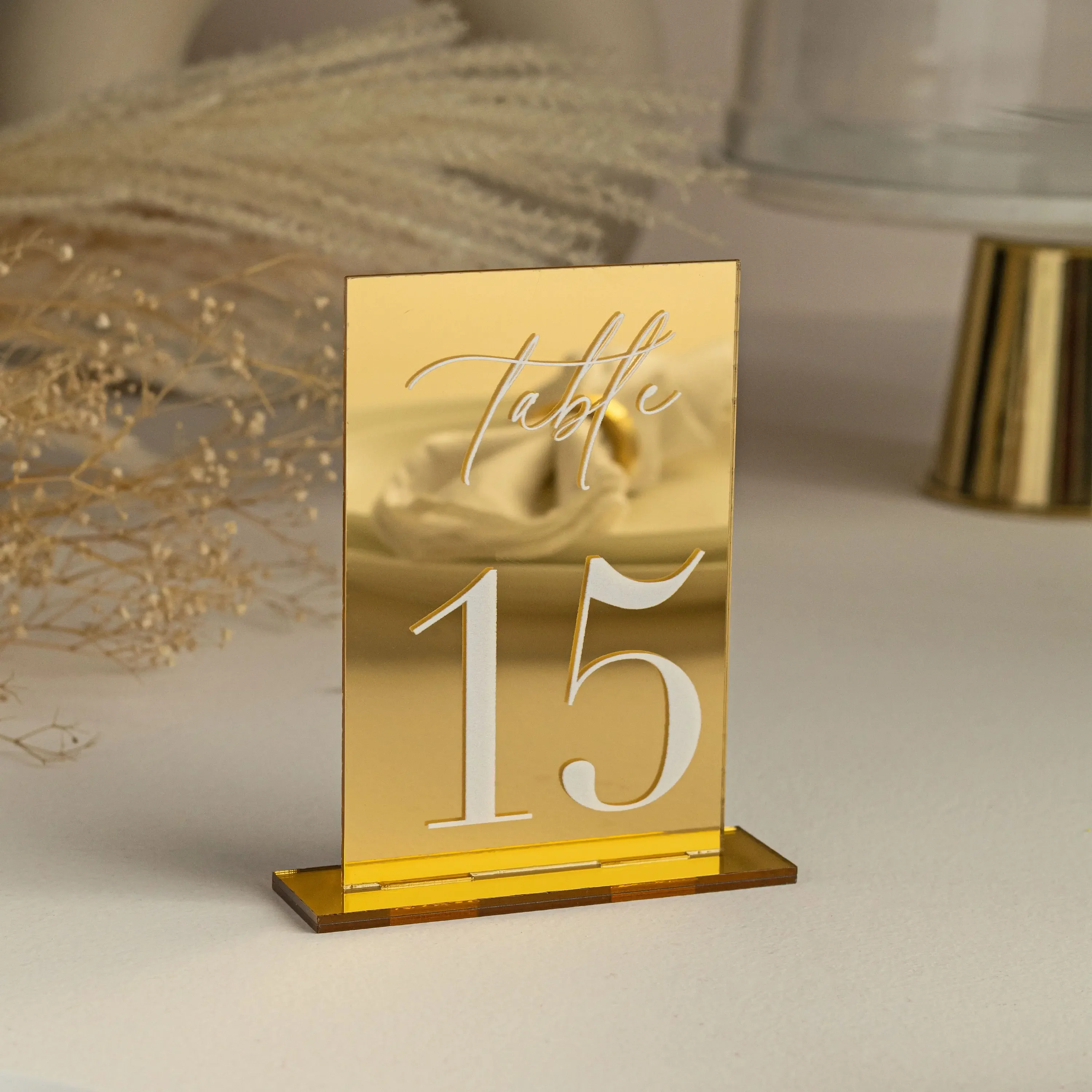 Gold Mirror Table Numbers Luxry Wedding Table Decor 3D Table Numbers With Stands Wedding Party Decor Reception Sign