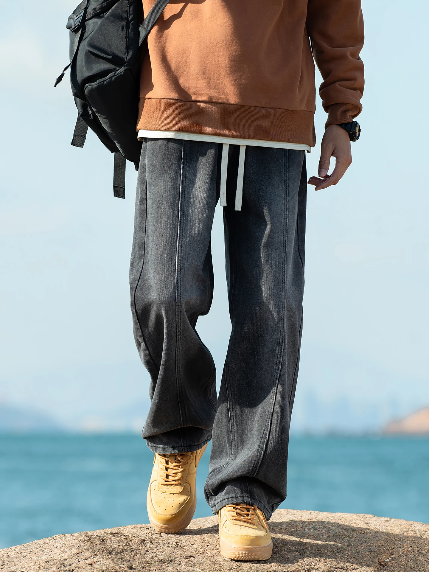 

Мужские джинсы Waed Bla прямого кроя, повседневные, свободные, из денима, весенние, модные, брендовые, американские, широкие брюки, большие размеры