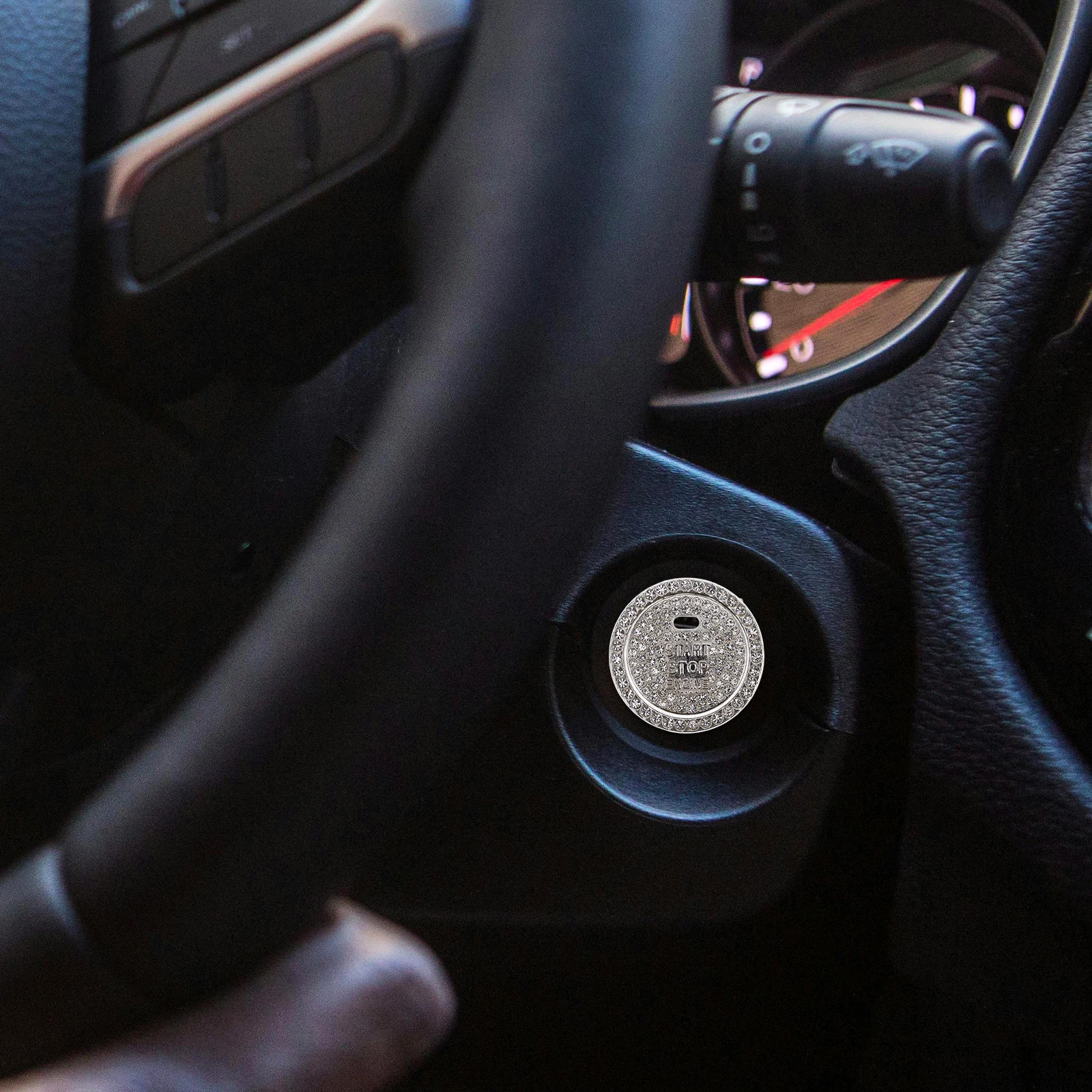 

Rhinestone Inlaid Car Button Cover Push to Start Accessories Cute Diamond Sticker Decorative for Vehicle
