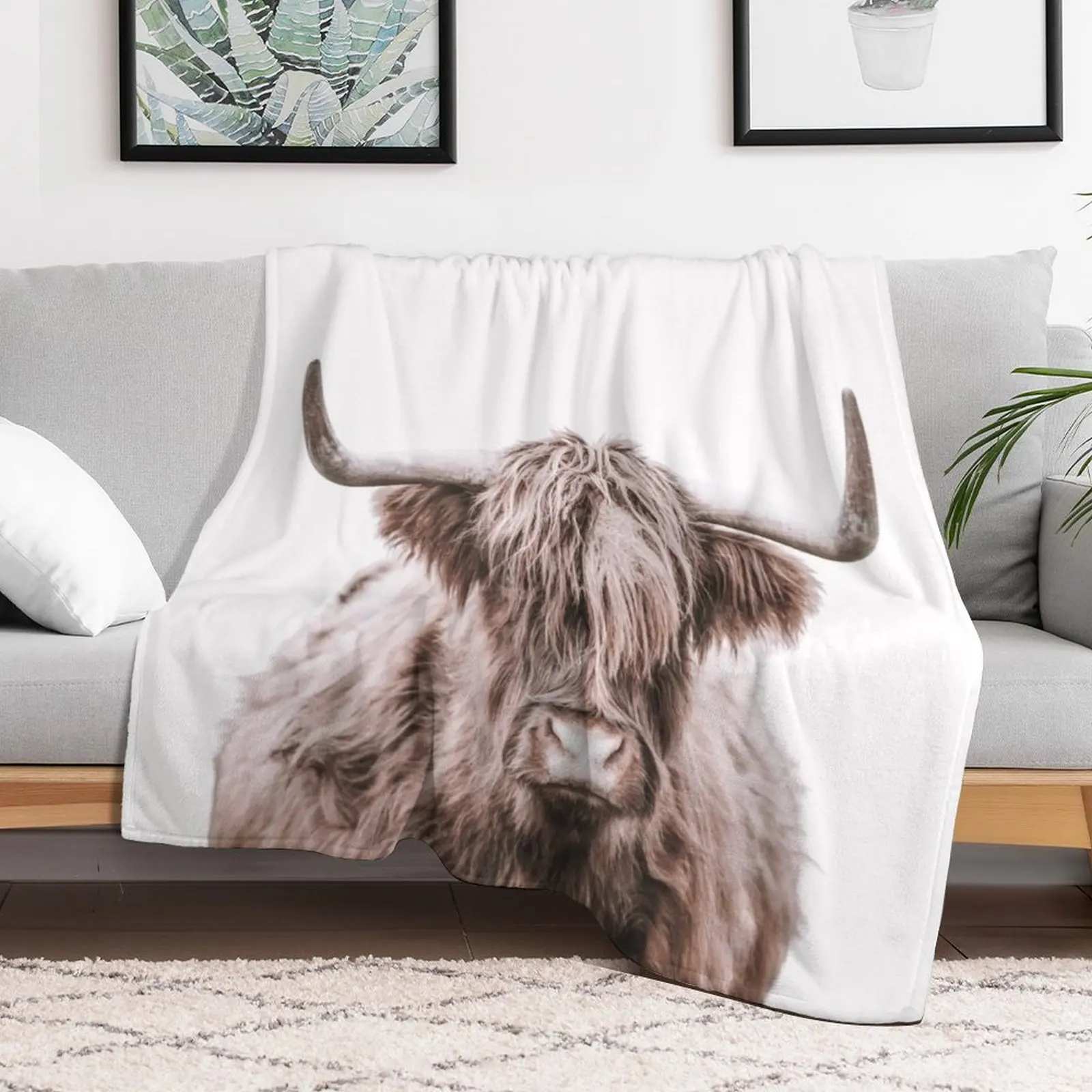 Highland Cow, Animal Wall Art Throw Blanket Furrys Decorative Throw heavy to sleep Blankets