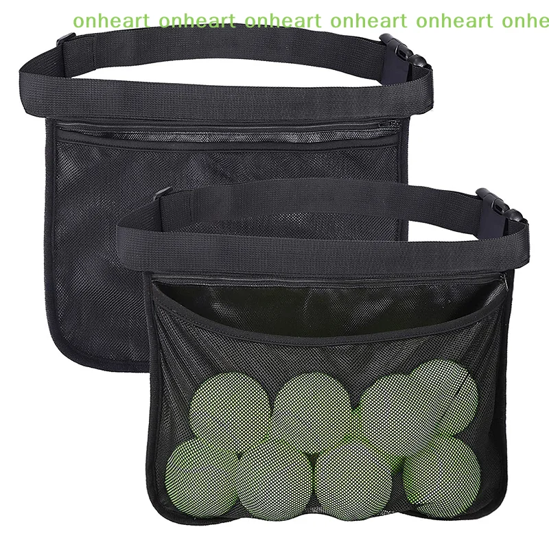 [C]Tennis Ball Carry Bag Large Capacity Zipper Tennis Ball Storage Waist Bag for Outdoor Sport Mobile Phone Holder Mesh Pouch