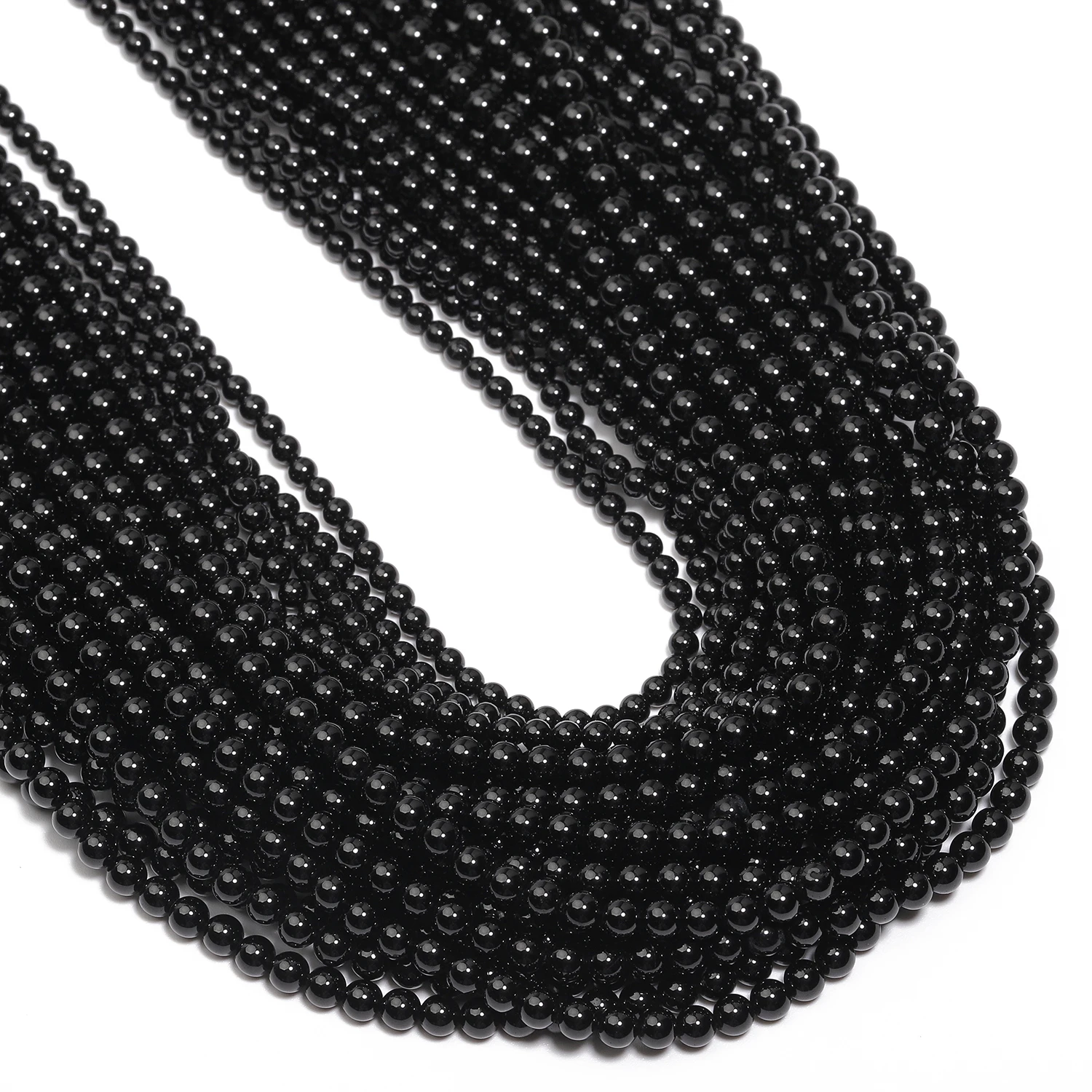 2/3mm Natural Black Agate Stone Bead Round Loose Spacer Beads Black Onyx Beads For Jewelry Making Diy Bracelets Necklaces 15\'\'