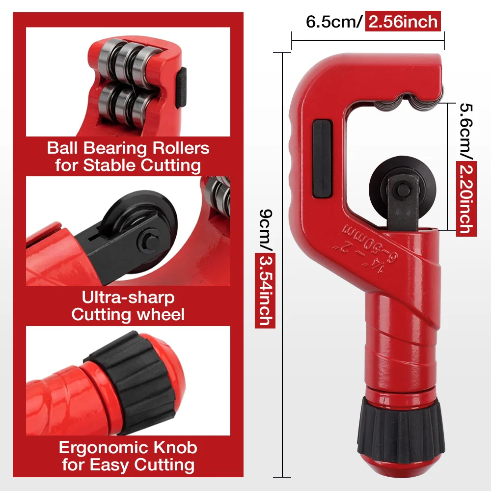 4PCS Tubing Cutter Set, Available In 6-50mm And 3-22mm Sizes, With Deburring Tools And Reamers. For Steel, Copper, And PVC Pipes