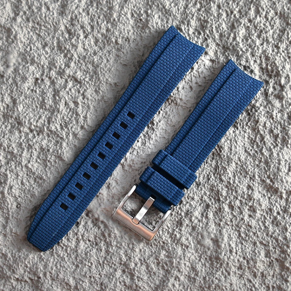 Neues Design, gebogenes Ende, Gummi-Uhrenarmband, 20mm 21mm 22mm, FKM-Uhrenarmband, Sport-Armband für Herren, für Rolex, Seiko, Omega, Tissot – Detail 12