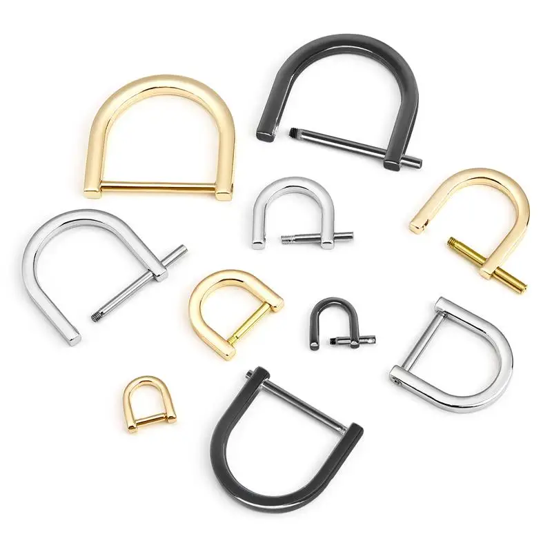 2pcs Metal Opening D Ring Buckle Detachable Dee Buckle Carabiner Clasp For Leather Craft Bag Belt Strap Handle Shoulder Webbing