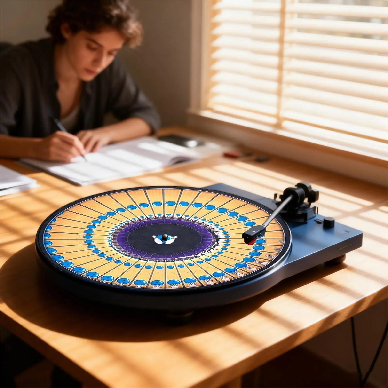 12inch Record Mat Anti-Slip Felt Visual Effect Pad Optical Illusion Record Turntable Slipmat for Dj Music Lovers Turntable Mat image 5