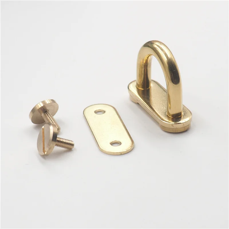 1piece Solid Brass D Ring Bag Anchor Arch Bridge Connector Buckle Leather Craft Bag Belt Strap Hanger Hooks with Screws Clamp