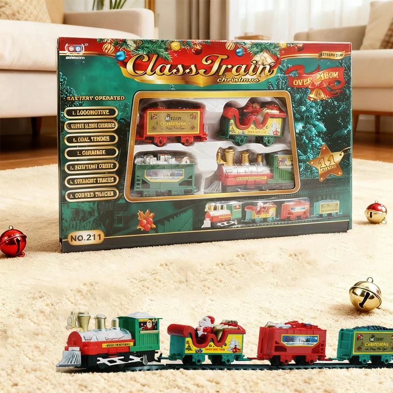 

2025 Рождественский поезд, подарочная коробка, сборка железнодорожной дорожки, игрушки, декор, рождественская елка, поезд, подарок, игрушка для детей, подарок на вечеринку, Рождественский подарок