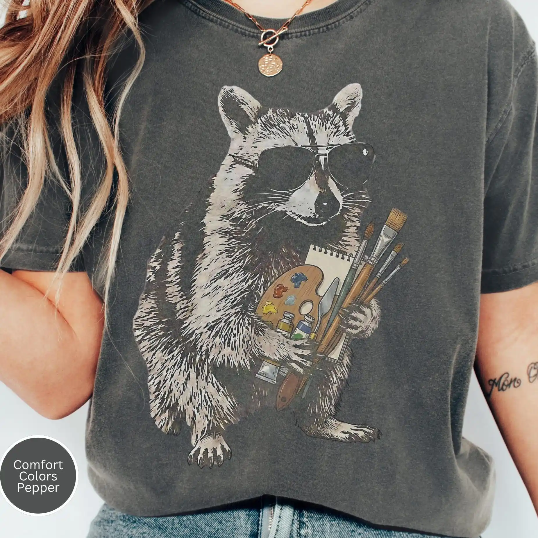 Art Teacher Shirt, Raccoon Art Teacher Tee, Painter Artist Gift, Women Art Educator, Funny Art Elective Teacher