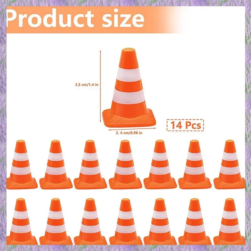 L81A 2025-14 Buah Mini Simulasi Keselamatan Kerucut Segitiga Kerucut Tanda Parkir Jalan Penghalang Jalan, Tanda Kecil