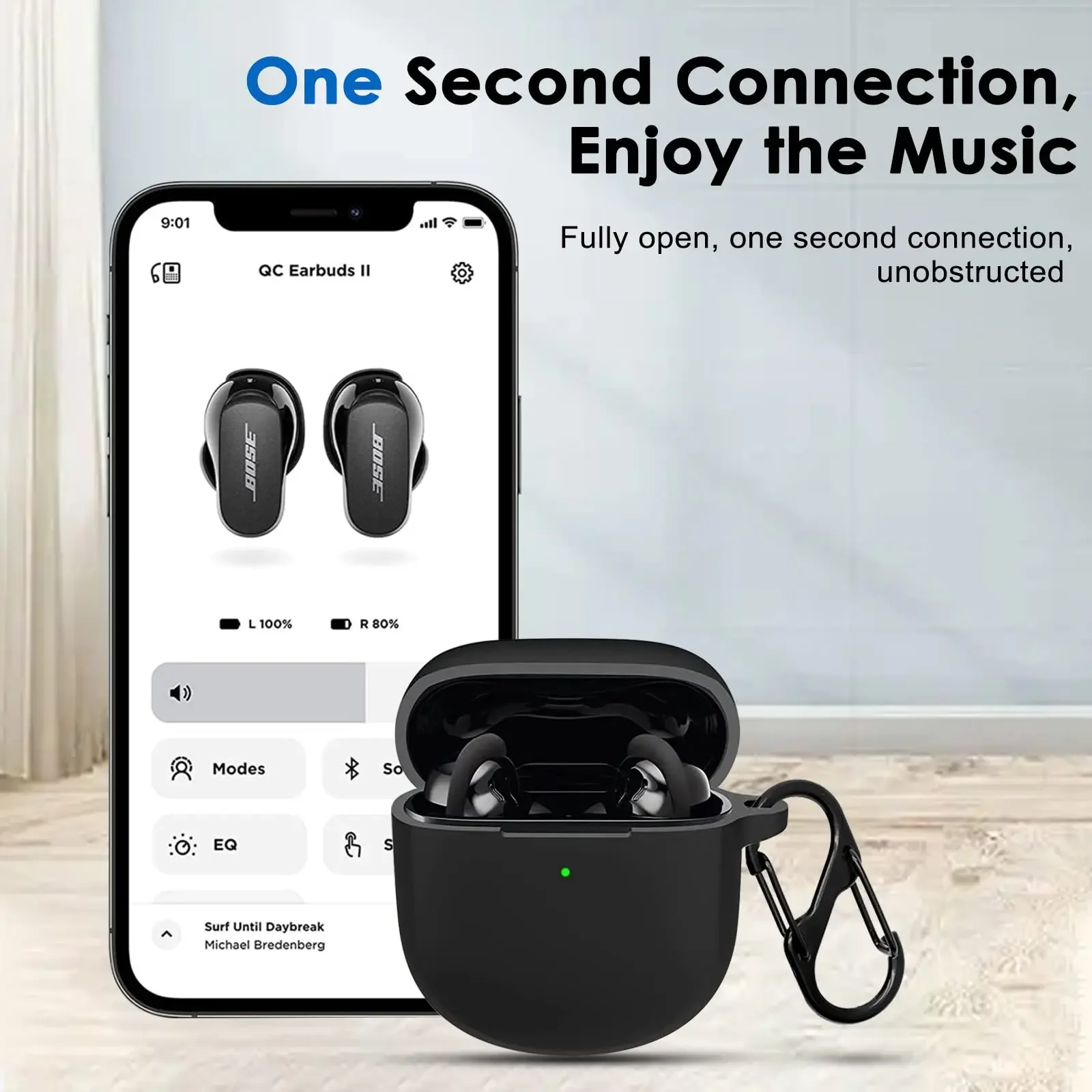 غطاء حماية من السيليكون مقاوم للغبار والصدمات لسماعات الأذن Bose QuietComfort II 2 QC2 TWS المانعة للضوضاء مع حلقة تسلق