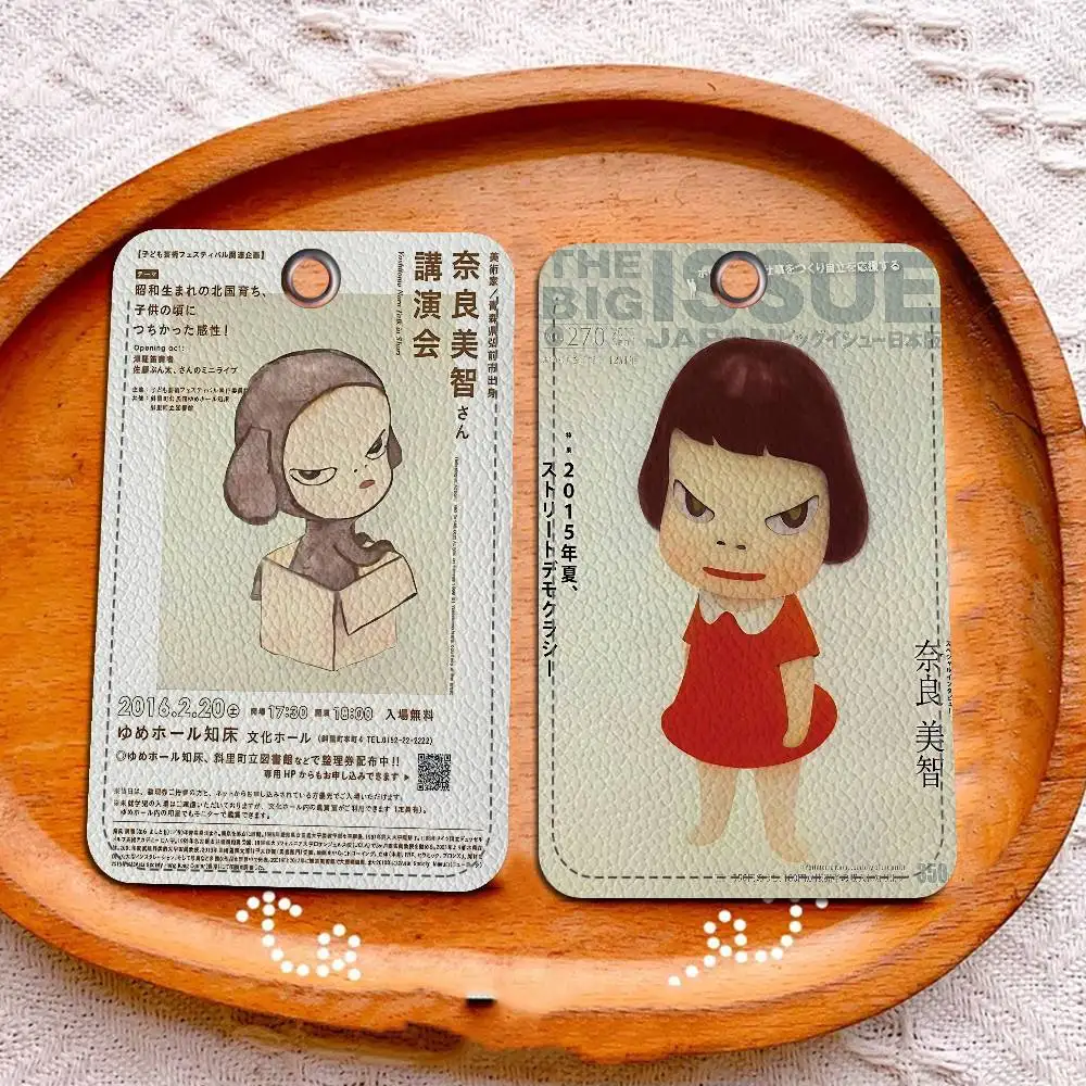 Y-Yoshitomo N-Nara CARTOOn Rectangle Keychain Card Holder, Badge Credit Card Holder, Student ID Card Holder, Bus Cards Cover