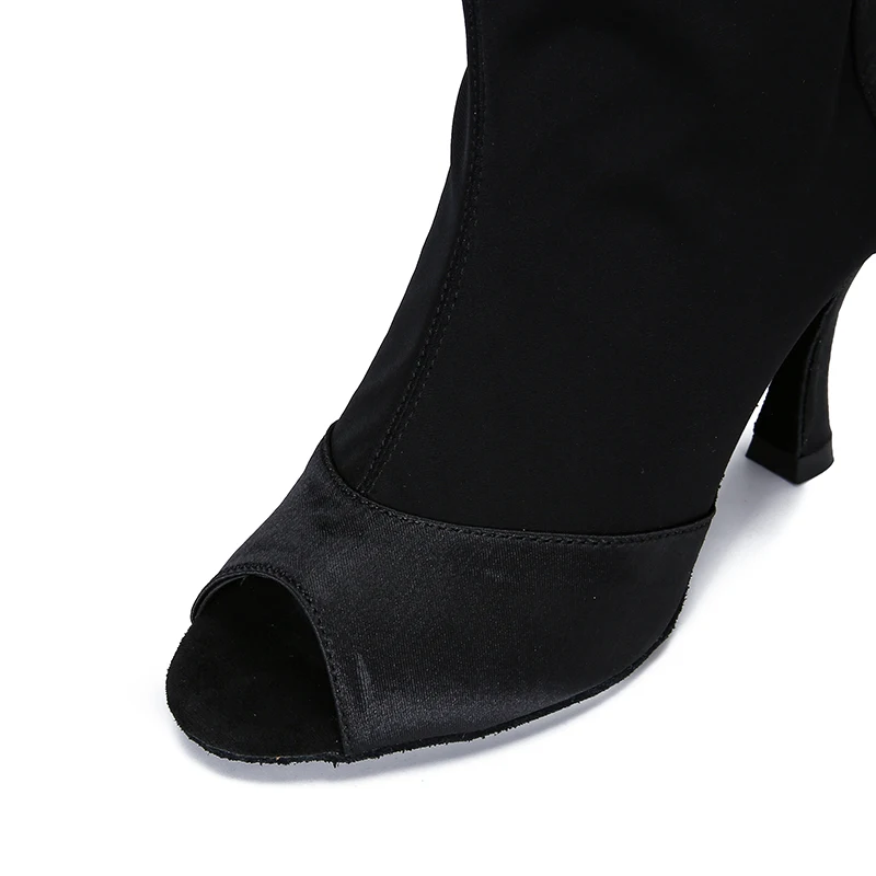 Czarne elastyczne buty do tańca dla kobiet, buty do tańca towarzyskiego i latynoamerykańskiego, damskie buty jazzowe na miękkiej podeszwie, buty na wysokim obcasie do tańca.