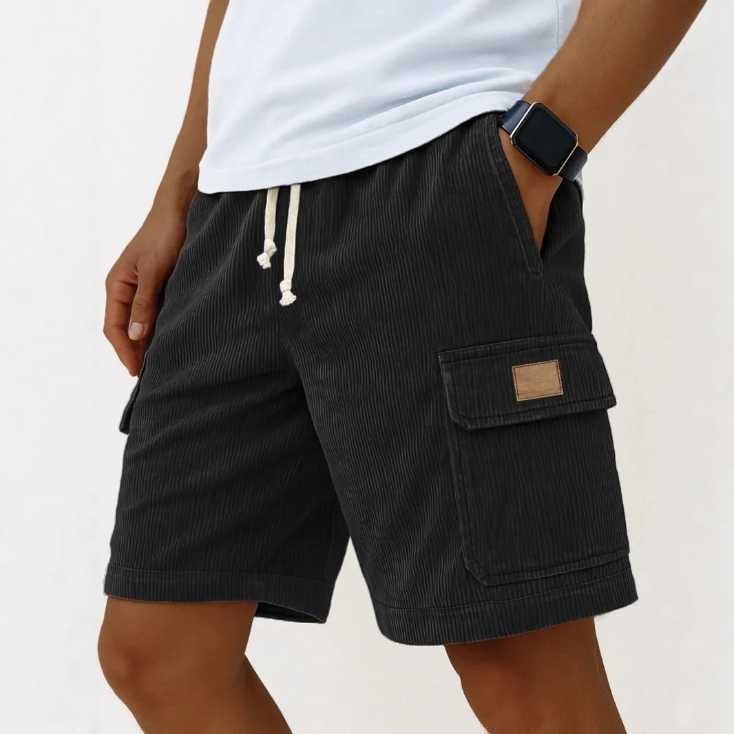New Summer Retro Striped Shorts For Men Drawstring Casual Loose Jogger Shorts Versatile Workwear Baggy Streetwear Short Pants