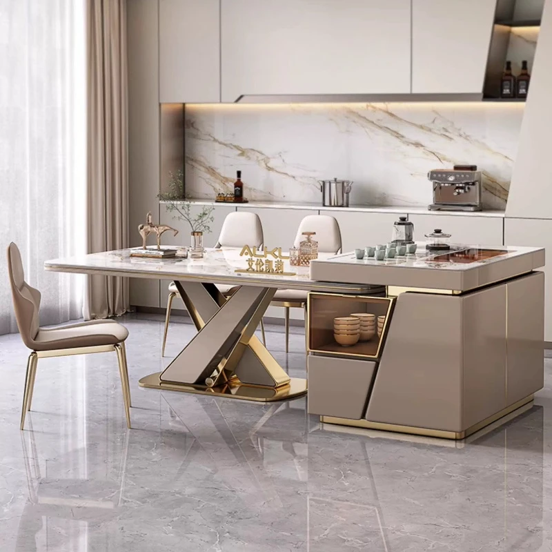 140cm 160cm 180cm Modern Dining Table Set Of 6 Chairs Luxury Rock Slab Square Dining Tables Kitcjen Pliante Home Furniture