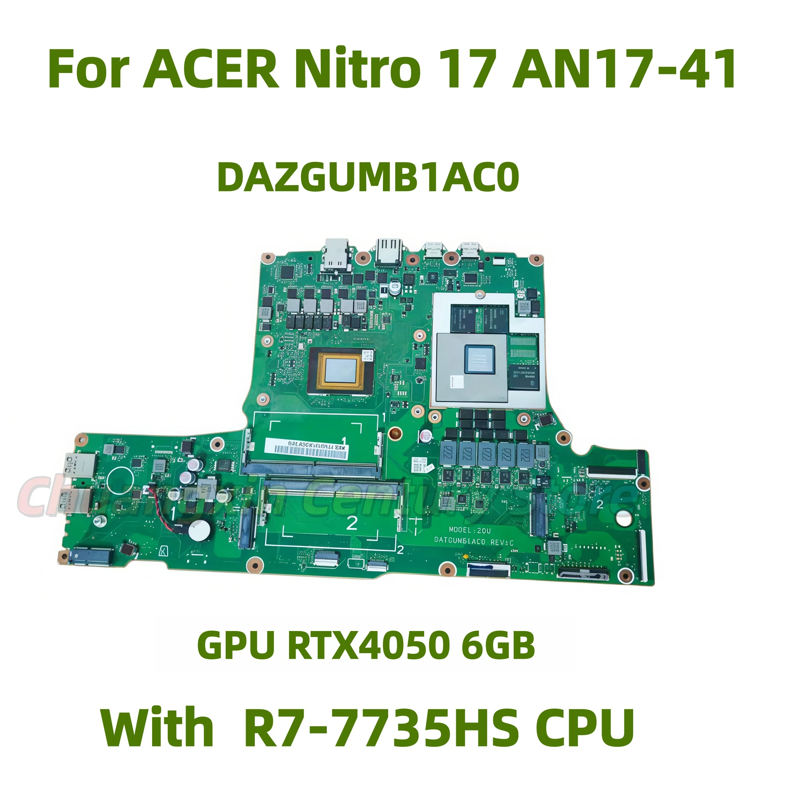 DAZGUMB1AC0 Motherboard for ACER Nitro 17 AN17-41 with R7-7735HS CPU, RTX4050 6GB GPU, 100% Tested OK