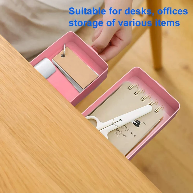 2Pcs Under Desk Drawer Organizer Storage, Self-Stick Pencil Table Drawer For Office Home School