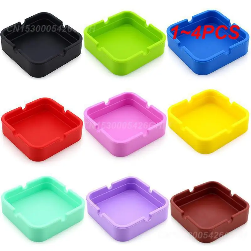 1~4PCS Multicolor Silicone Ashtray Square Ash tray Home Decorative Washable Cigar Smokeless Men Soft Eco-Friendly Pocket TSLM2