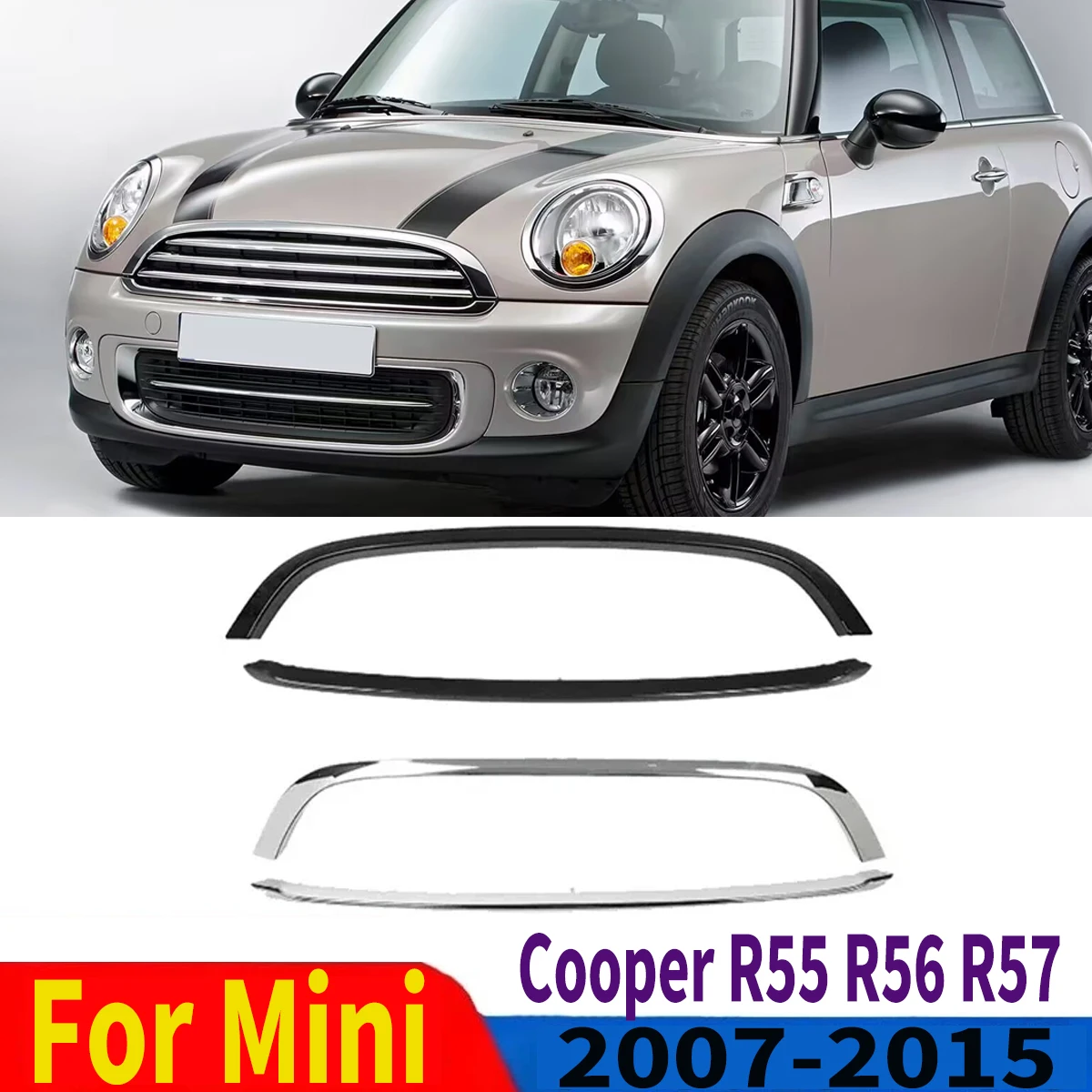 

Car Front Bumper For Mini Cooper R55 R56 R57 2007-2015 Honeycomb Grille Mesh Outer Trim Strip ABS Tuning 51132751040 51112751624