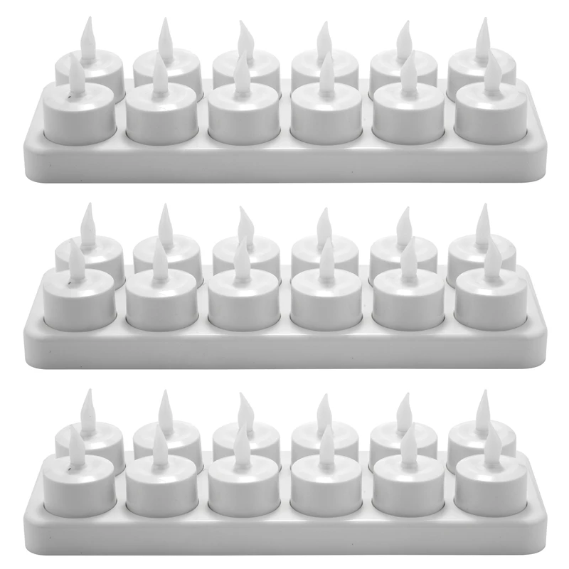 

Rechargeable LED Electric Candles, Flameless Flickering Tea Lights, Decorations For Christmas,Set Of 36,White US Plug