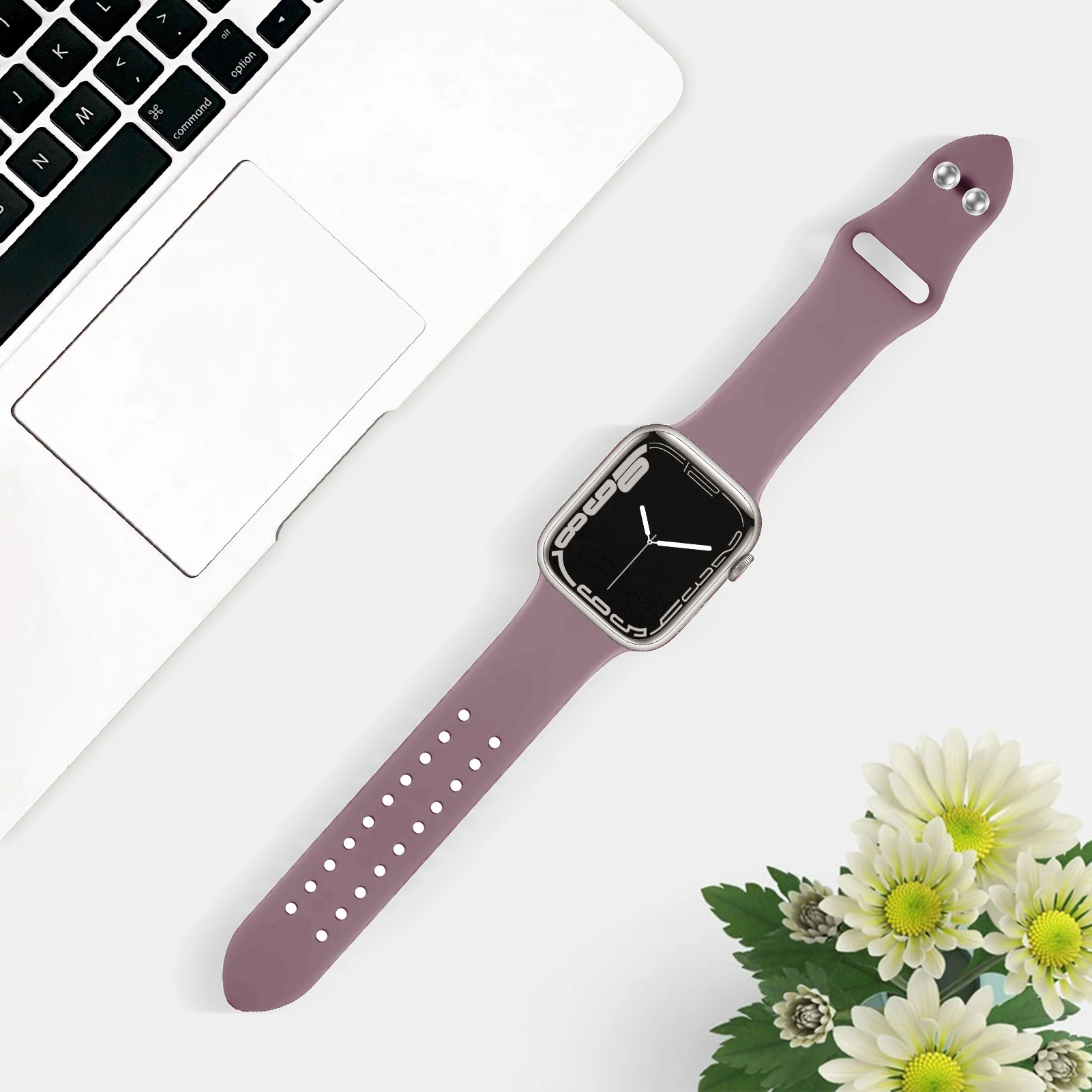 Double button Silicone strap For Apple Watch bands 40mm 44mm 49mm 45mm 41mm 38mm 42mm bracelet iWatch series 9 8 7 3 SE ultra 2