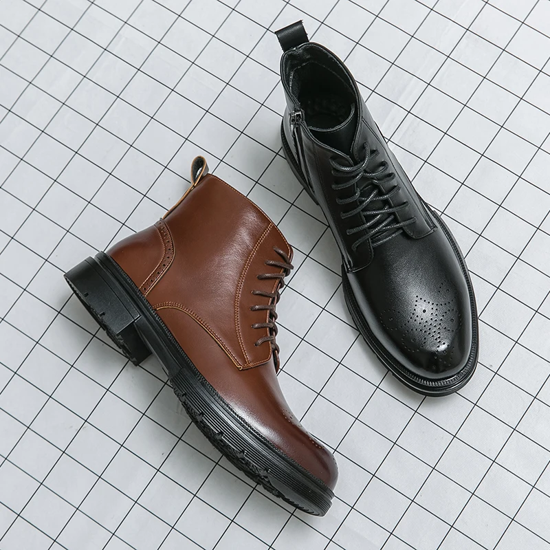 Bottes courtes de style britannique pour hommes, bottes de travail Bullock, version coréenne, nouvelle tendance, automne et hiver 2023